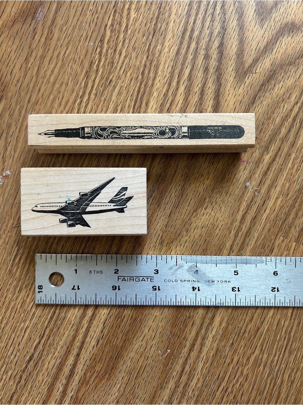 Fountain Pen and Airplane Rubber Stamps